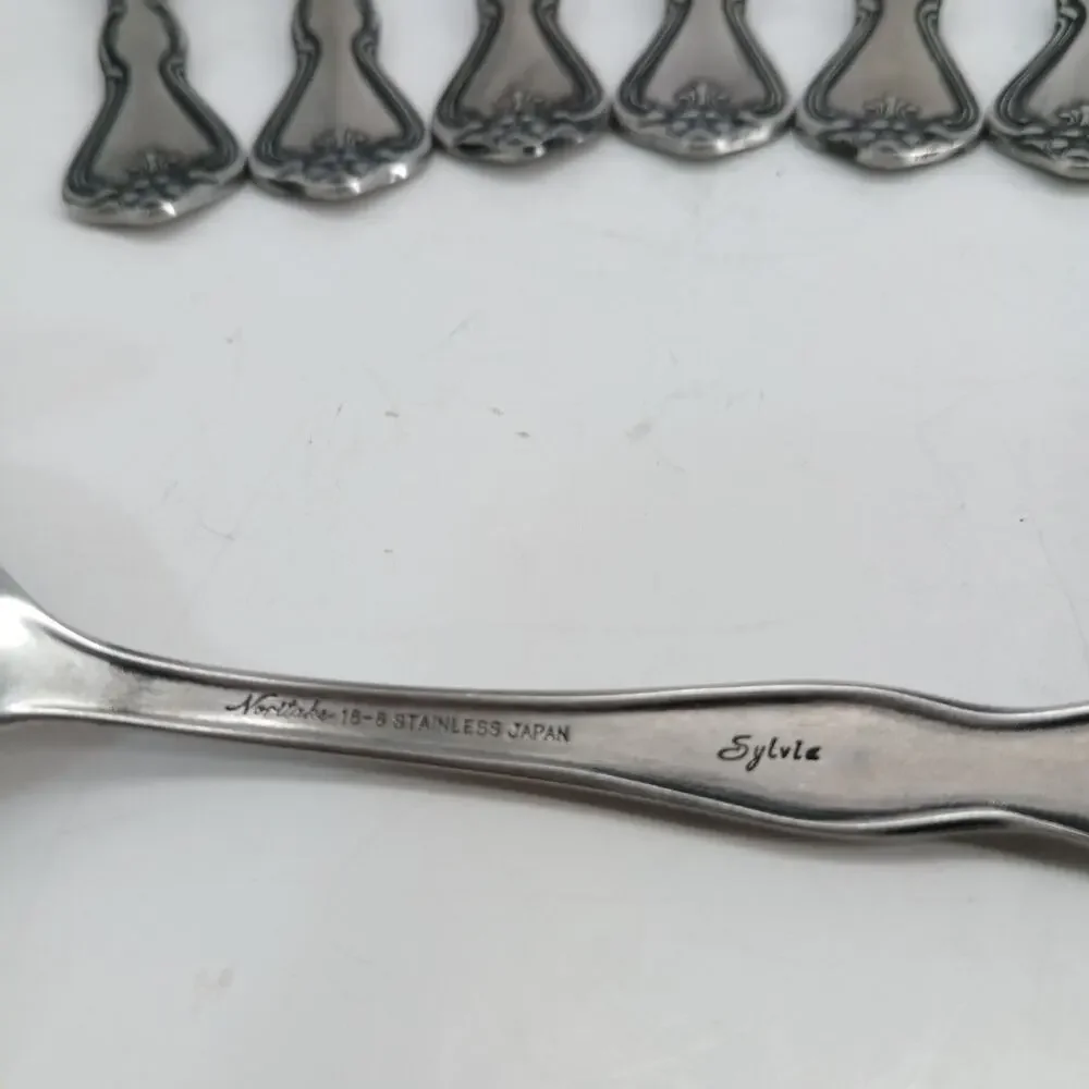 8X Tbsp Vtg Noritake 18-8 Stainless Japan Sylvia Flatware Table Spoons